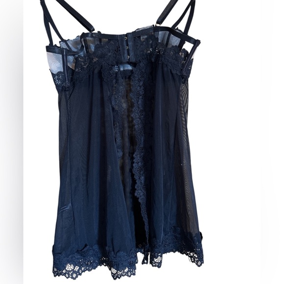 Oh La La Cheri Open Back Lace and Caged Black Babydoll Size Small - Picture 2 of 5